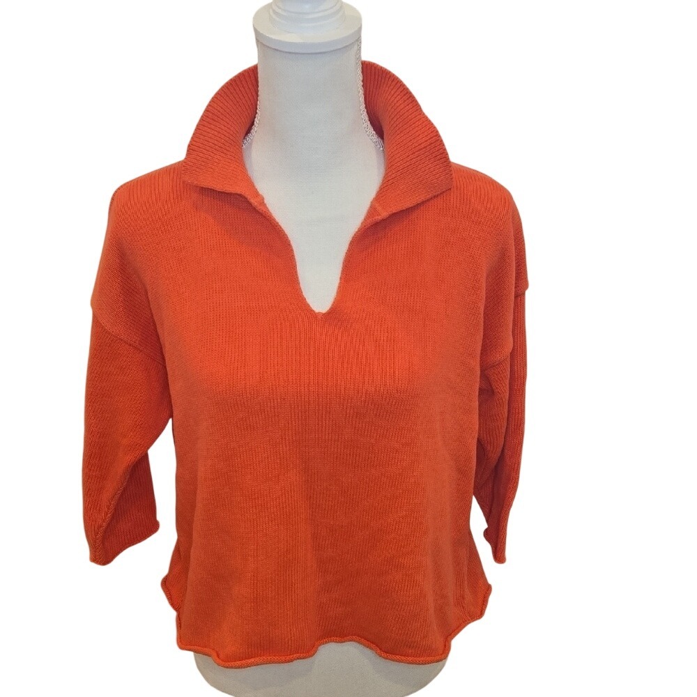 Y2k 90s BKG & Company NY Sweater V-Neck‎ Cropped Collar Cotton Rolled Hem L/XL
